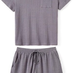 PatPat Gray Textured Loungewear Sleepwear XXL Set Pajamas